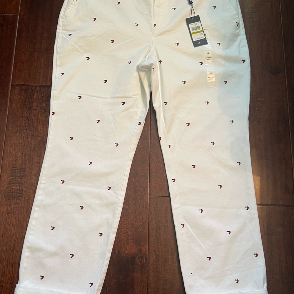 Tommy Hilfiger Heritage Chino White Heart Flag  Print Size 14 New With Tags